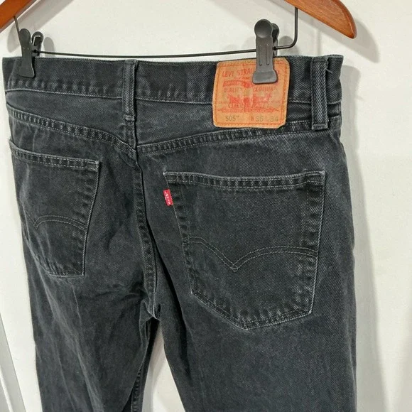 Levi's 505 Men's Regular Fit Jean, 36wx34L - Black, Classic - Picture 9 of 15